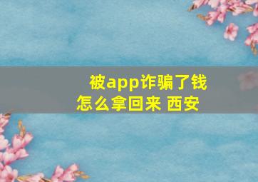 被app诈骗了钱怎么拿回来 西安